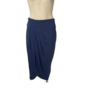 Outback red women’s skirt S blue faux wrap knee length jersey knit pencil